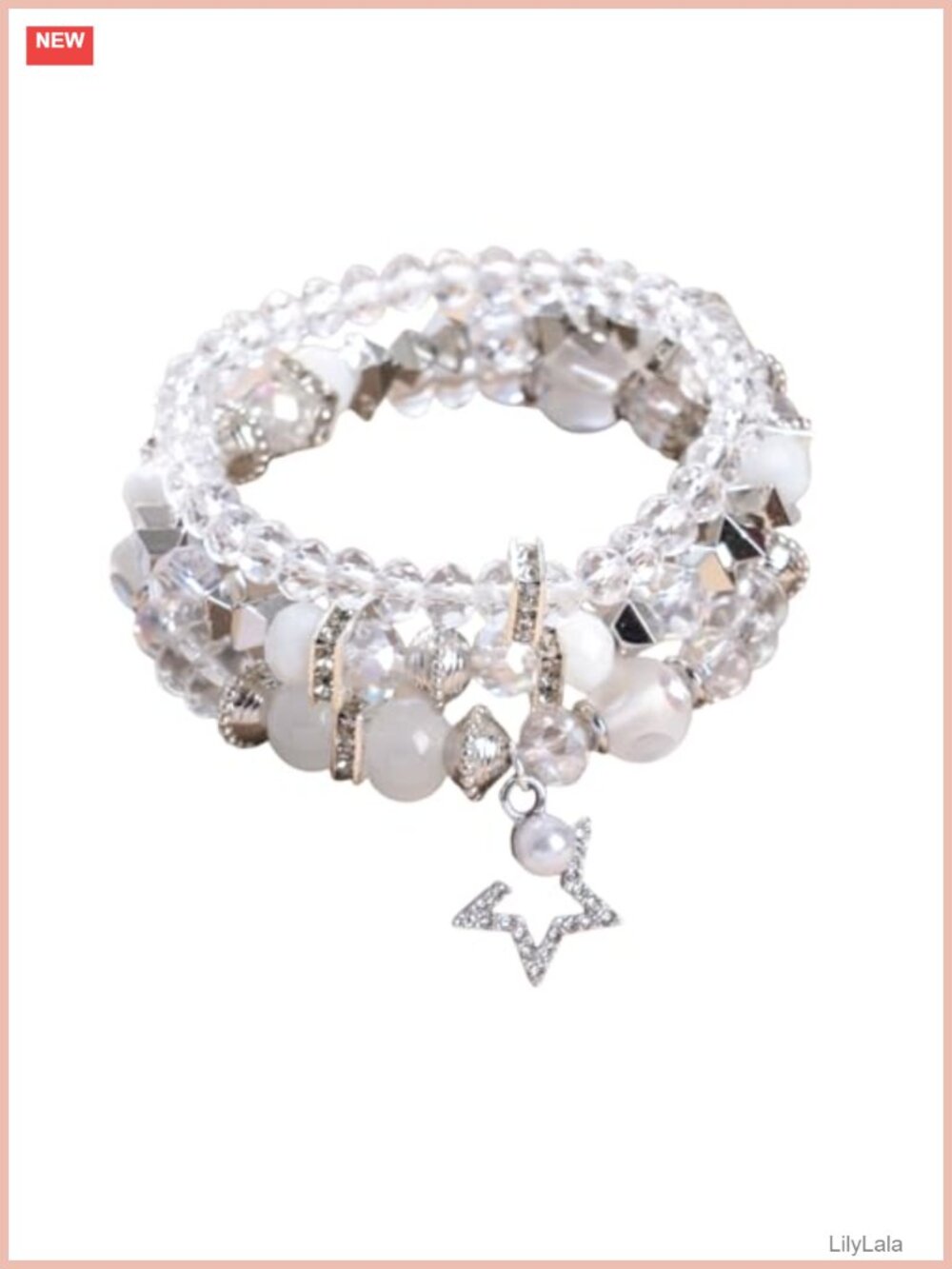 Y2K Star Charm Stretch Bracelets Acrylic Bead Layered Stackable Punk Party